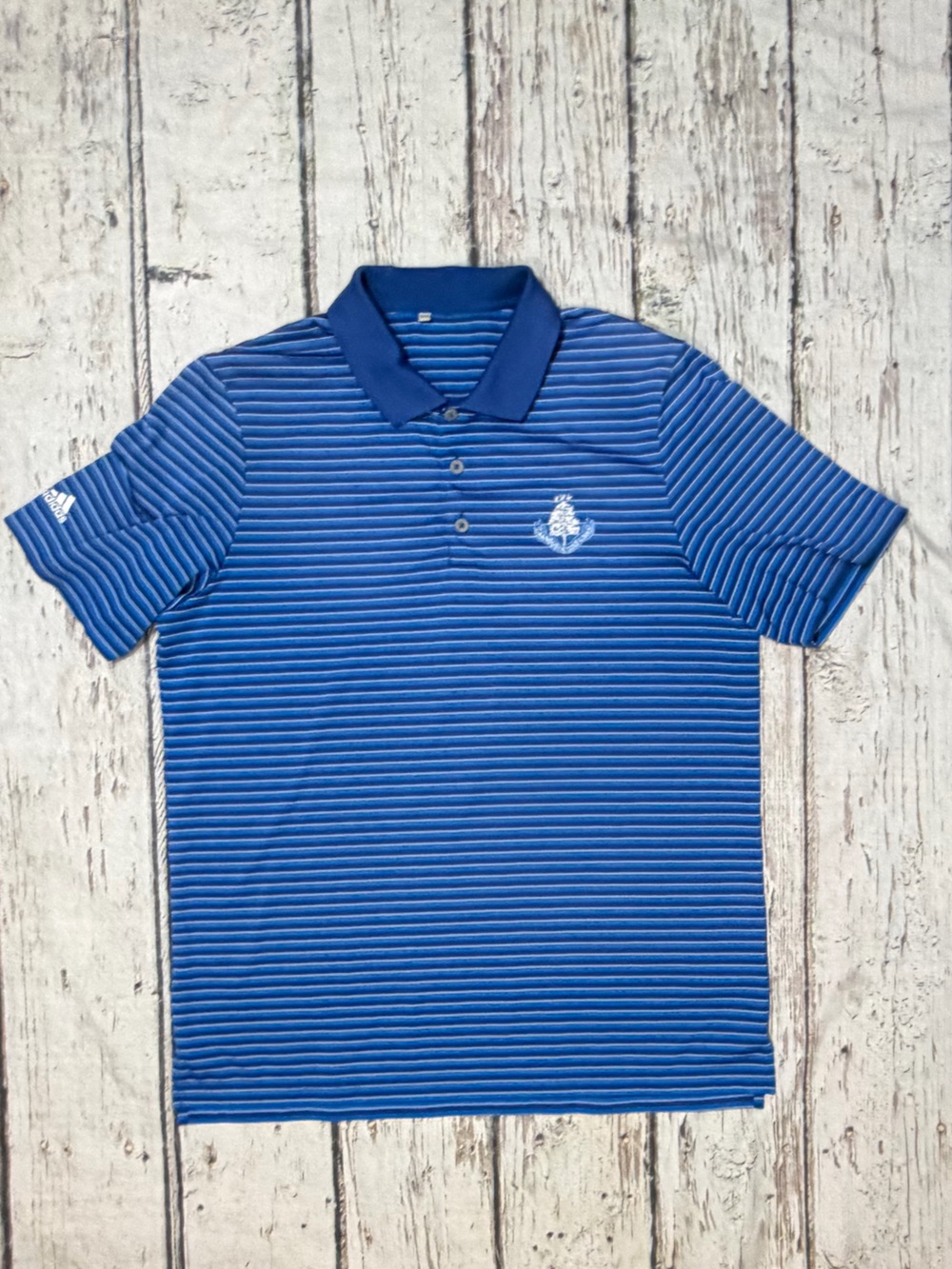Carnoustie Golf Links Striped Blue Adidas Polo Tennis Sports Mens Shirt